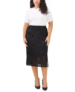 Vince Camuto Plus Size Side-Slit Pull-On Sequin Skirt -FootJoy Sales Store 22948145 fpx