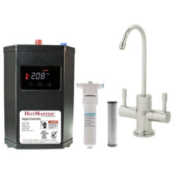 Contemporary 10" Hot And Cold Water Dispenser With HotMaster DigiHot Digital, Polished Nickel