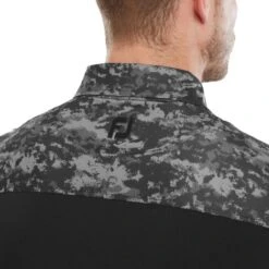 FOOTJOY CLOUD CAMO TRIM POLO SHIRT – BLACK -FootJoy Sales Store FJ BLACK CLOUD CAMO CLOSEUP MODEL BACK 600x600 1