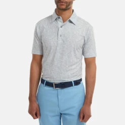FootJoy Digital Camo FJ Print Lisle Golf Polo Shirt -FootJoy Sales Store FootJoy SS22 Digital Camo FJ Print Lisle Golf Polo Shirt Grey 88438 Front model 1