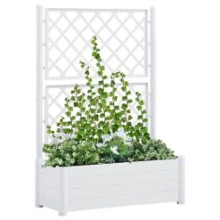 Garden Planter With Trellis 100x43x142 Cm PP White