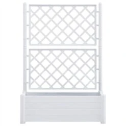 Garden Planter With Trellis 100x43x142 Cm PP White -FootJoy Sales Store Garden Planter with Trellis 100x43x142 cm PP White 438215 2