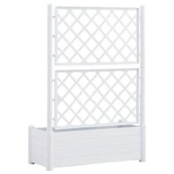 Garden Planter With Trellis 100x43x142 Cm PP White -FootJoy Sales Store Garden Planter with Trellis 100x43x142 cm PP White 438215 4