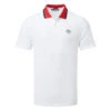 J.Lindeberg Glen Golf Polo Shirt -FootJoy Sales Store J.Lindeberg SS23 Glen Regular Fit Polo GMJT07614 0000 SHLIN183 White Chilli Pepper Russet Orange Front