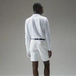 J.Lindeberg Tyson Long Sleeve Golf Polo Shirt -FootJoy Sales Store J.Lindeberg Tyson LS Reg Fit Polo GMJT07801 0000 SHLIN154 WhiteNavy Peony Model 3