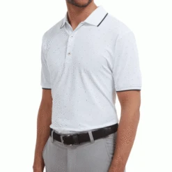 FOOTJOY PUSH PLAY PRINT PIQUE GOLF POLO SHIRT – WHITE / LAVENDER -FootJoy Sales Store PUSHPLAY WHITE2 600x600 1