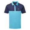 Under Armour Performance 3.0 Colour Block Golf Polo Shirt -FootJoy Sales Store Under Armour SS23 Performance 3.0 Colour Block Polo Shirt 1377375 433 SHUND315 S Glacier Blue Midnight Navy Glacier Blue Front