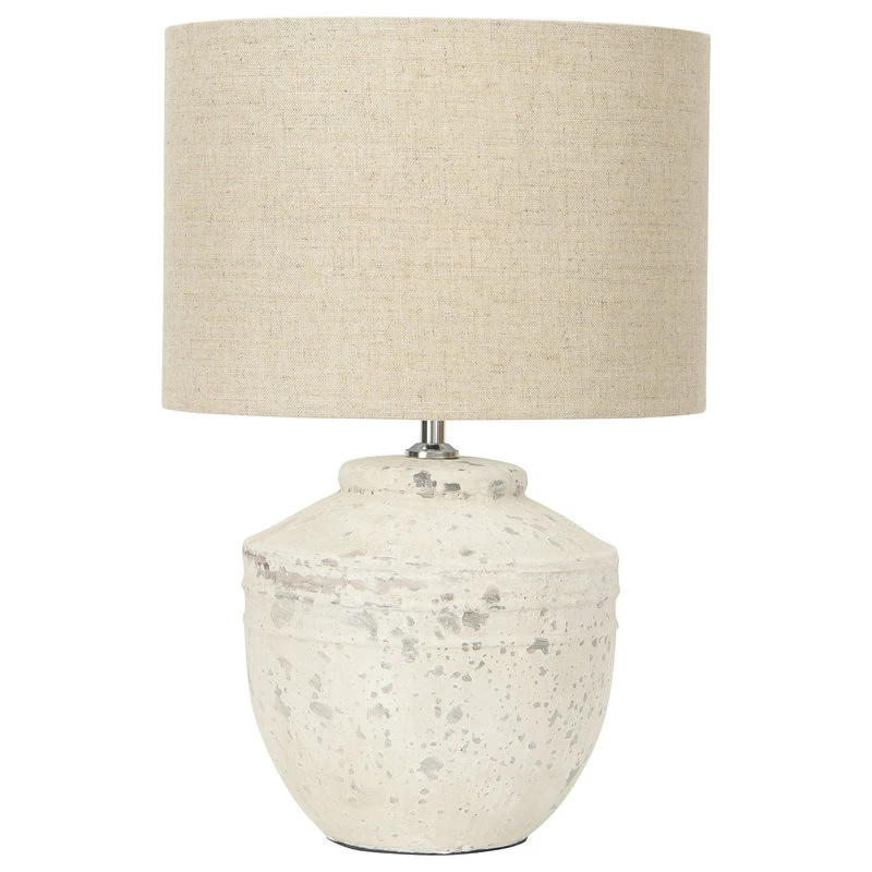 19.25" Cement Table Lamp With Linen Shade 2 19.25" Cement Table Lamp With Linen Shade
