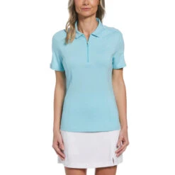 Callaway Women's Tonal Heather 1/4 Zip Polo -FootJoy Sales Store callaway womens tonal heather 1 4 zip polo light santorini blue heather 01 20138.1654787878