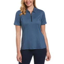 Callaway Women's Tonal Heather 1/4 Zip Polo -FootJoy Sales Store callaway womens tonal heather 1 4 zip polo true navy heather 01 60302.1654787878