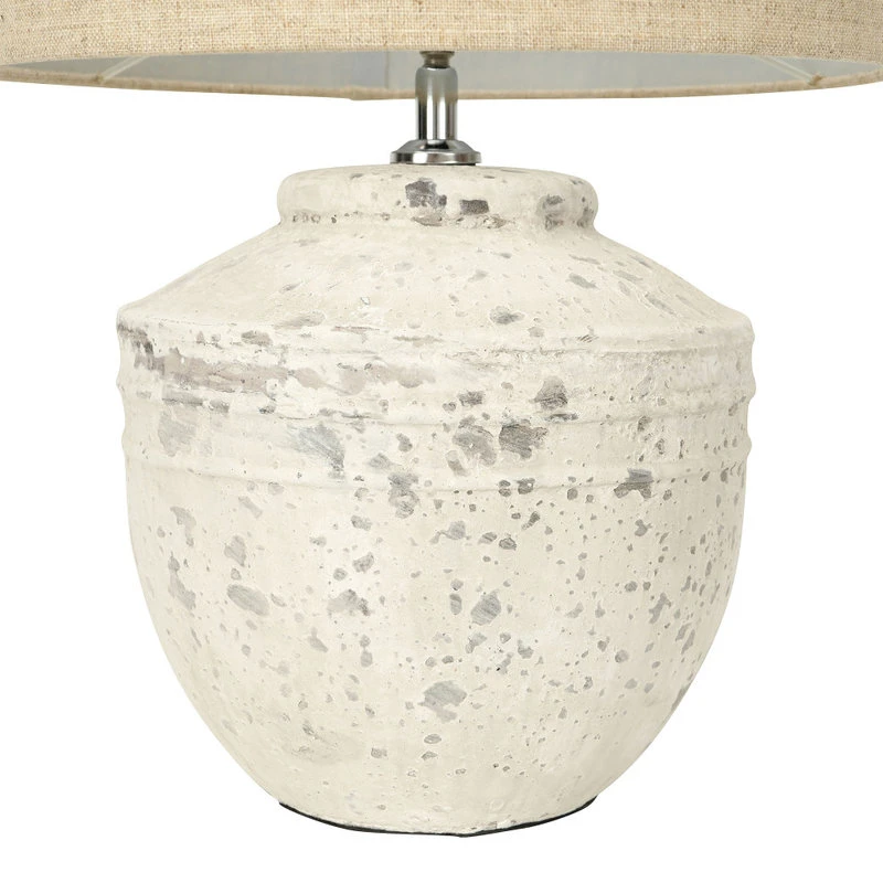 19.25" Cement Table Lamp With Linen Shade 5 19.25" Cement Table Lamp With Linen Shade - Image 4