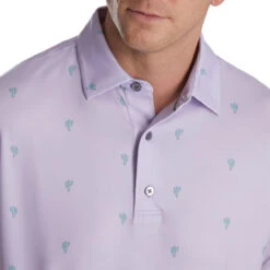 FootJoy Cactus Print Lisle Self Collar Polo -FootJoy Sales Store footjoy cactus print lisle self collar polo dusty purple 03 75030.1673901887