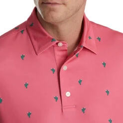 FootJoy Cactus Print Lisle Self Collar Polo -FootJoy Sales Store footjoy cactus print lisle self collar polo watermelon 03 48089.1673900465
