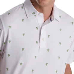 FootJoy Cactus Print Lisle Self Collar Polo -FootJoy Sales Store footjoy cactus print lisle self collar polo white 03 98988.1673904253