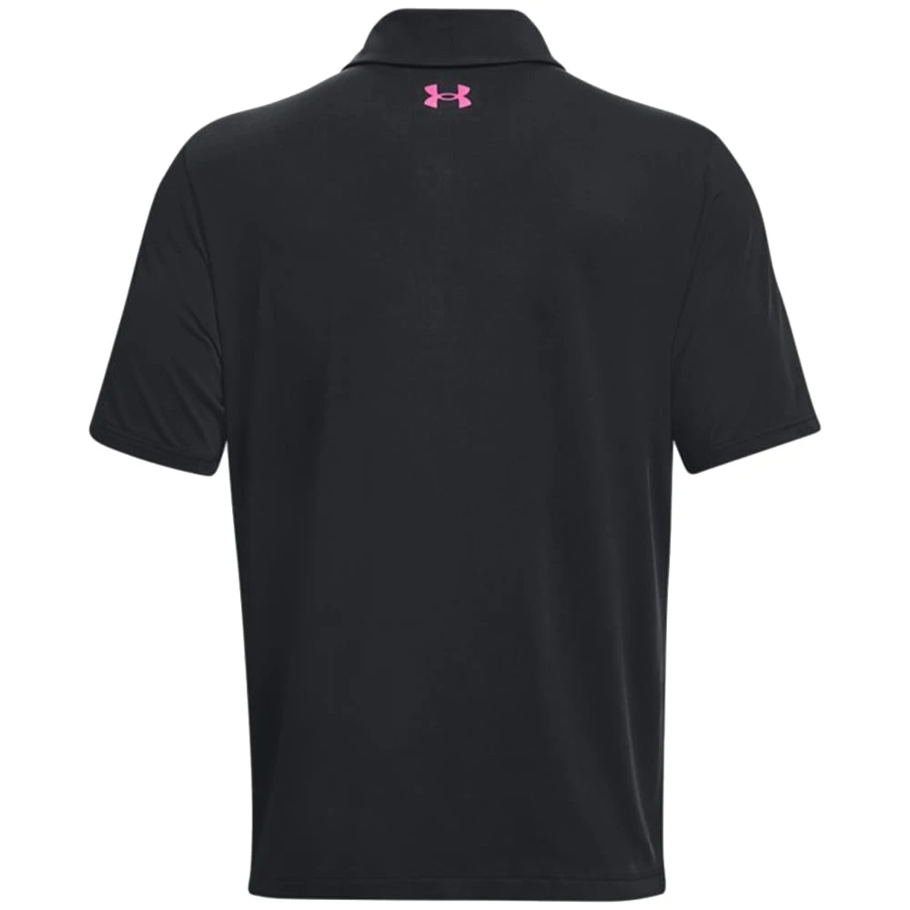 Under Armour Playoff 3.0 Low Round Stripe Polo Shirt - Black/Jet Grey/Rebel Pink - Image 2
