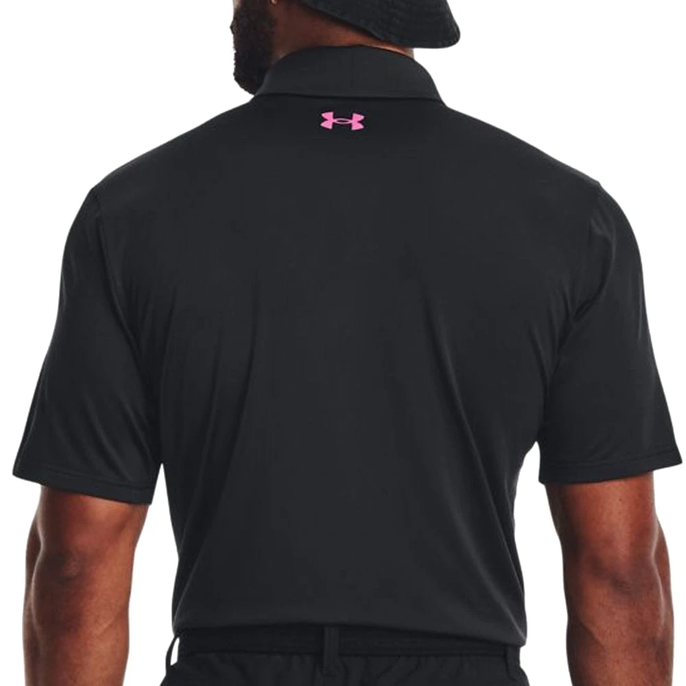 Under Armour Playoff 3.0 Low Round Stripe Polo Shirt - Black/Jet Grey/Rebel Pink - Image 4